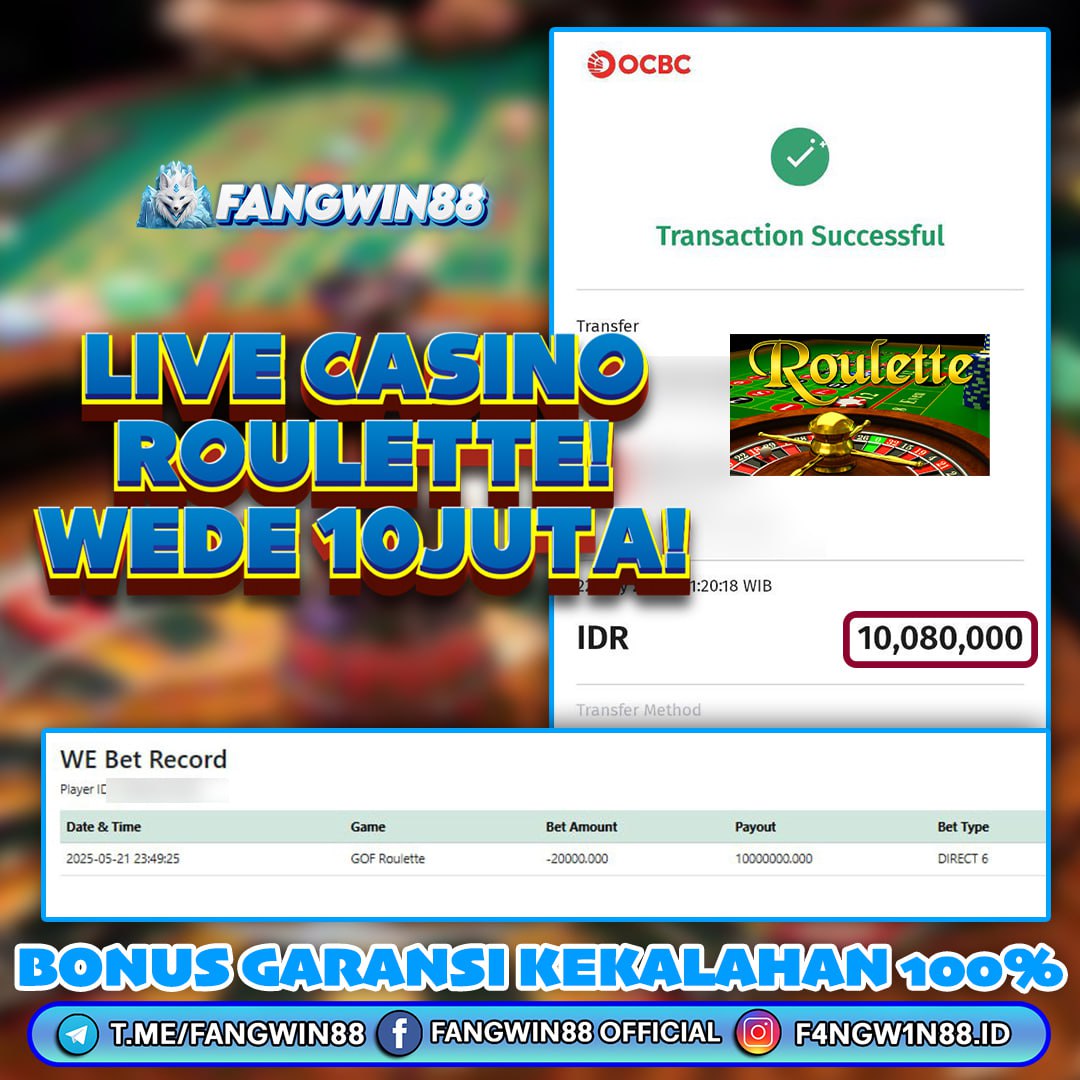 FANGWIN88 JACKPOT LIVE CASINO GOF ROULETTE RP 10.080.000 ID : MIR***